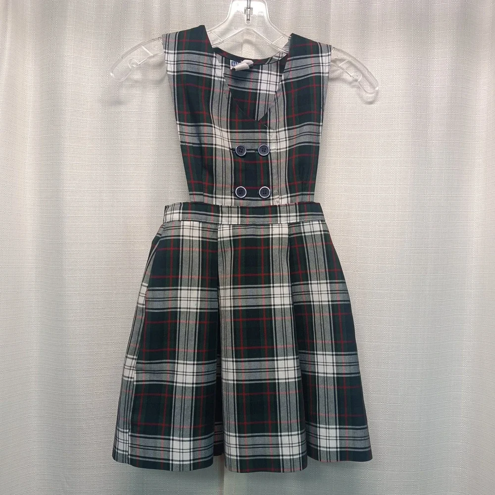 Royal Park Uniforms Girls Plaid Jumper Dress Green Red Tartan School Uniform USA